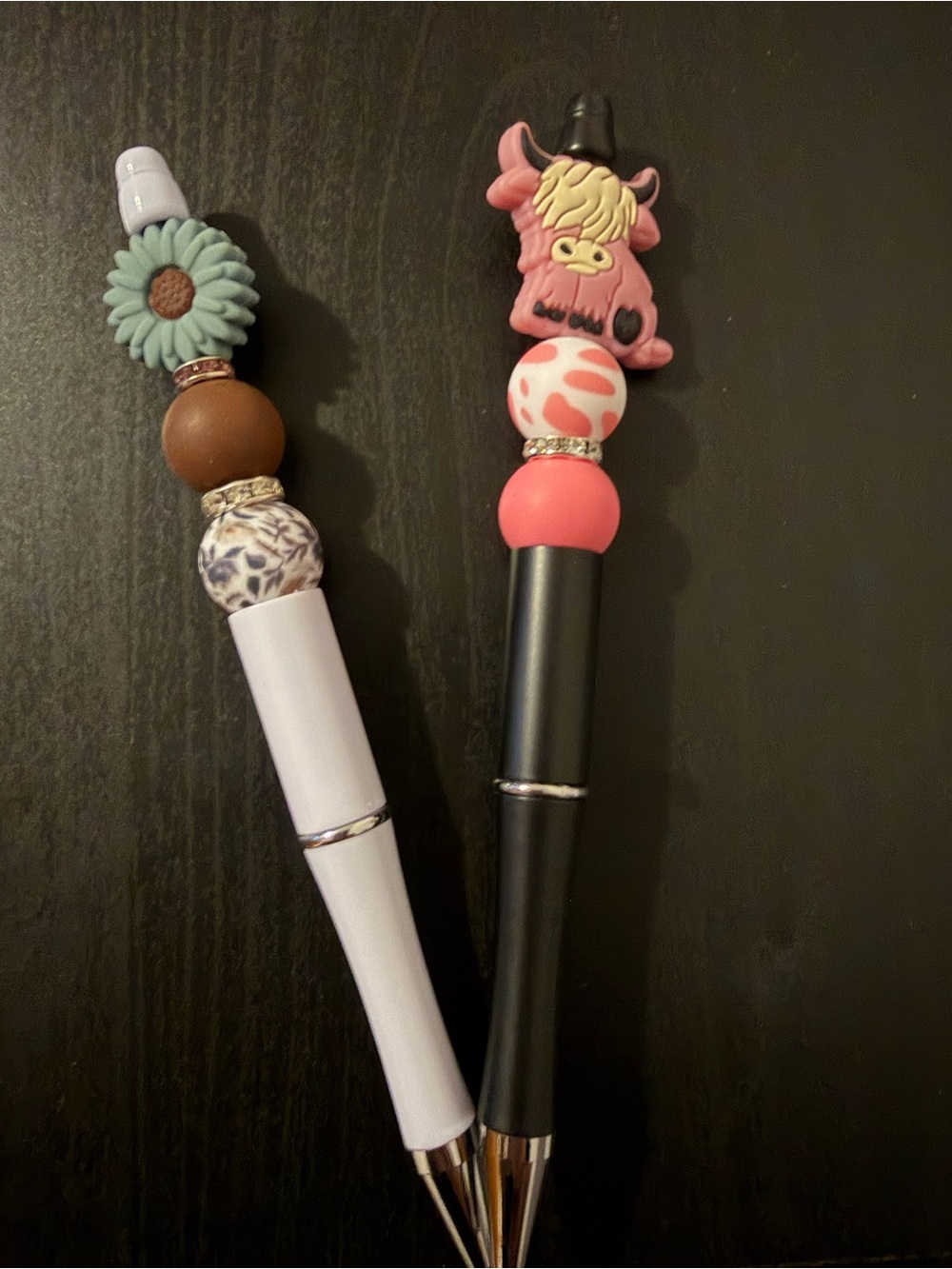 Cute Pink Cow Beaded pen set